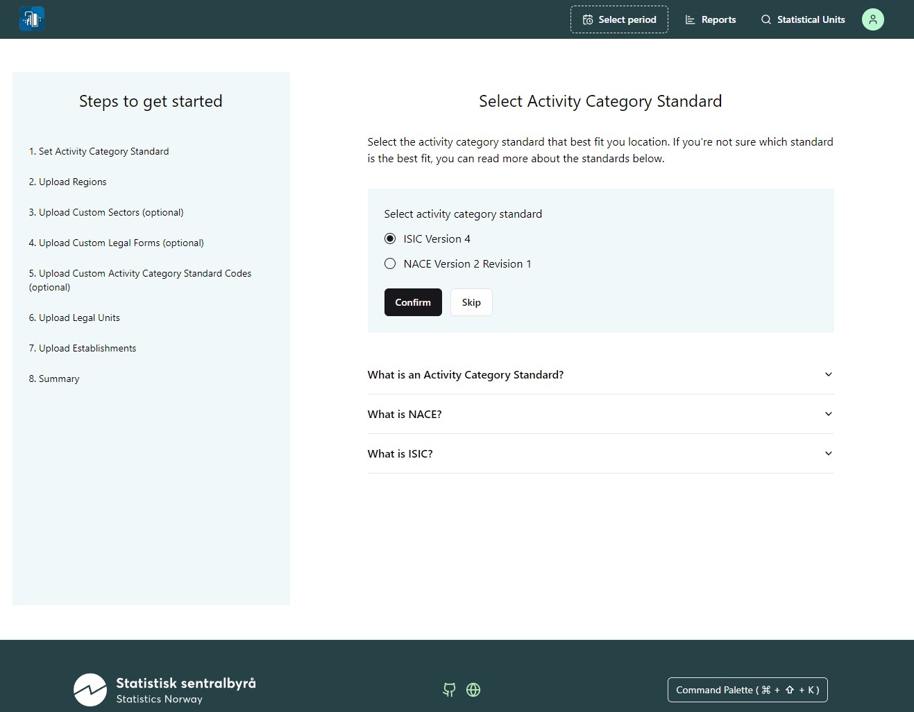 Statbus upload wizard